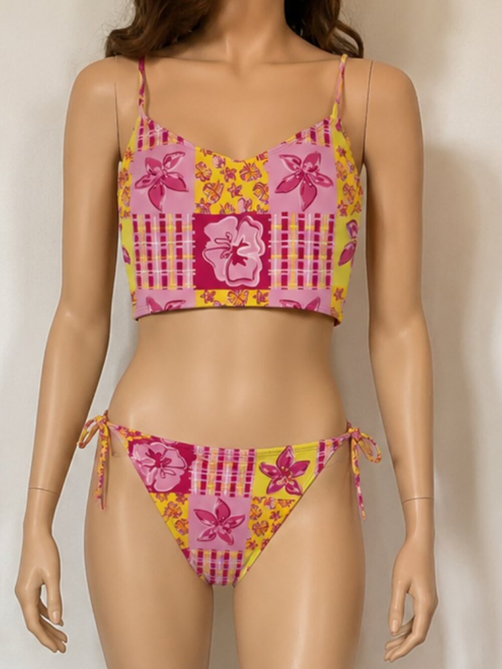 Sand N Sun Floral Retro Tropical Bikini Set Bralette & bottoms large